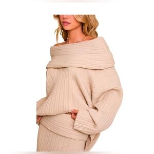 Off-Shoulder Beige Sweater